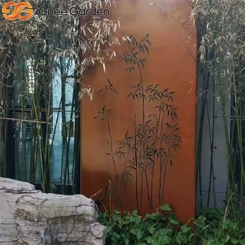 Refined Corten Bamboo-Themed Screen Panels