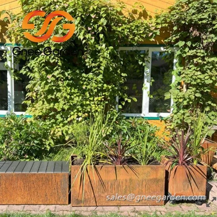 corten steel public bench